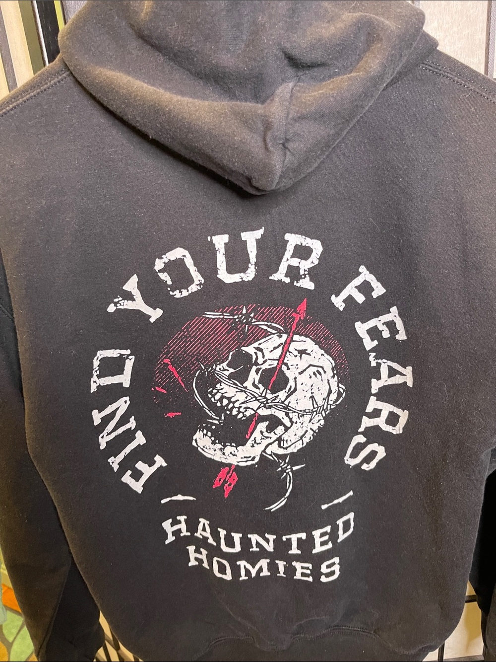 SEND IT  Society Black hooded sweatshirt with " HAUNTED HOMIES "  logo from show